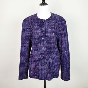 Pendleton Vintage Jacket Wool Tweed Purple Blue Fall Winter Career Office Twee